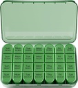 Odaro Weekly Pill Organizer 4 korda päevas, Daily Pill Box 7 päeva, suur reisipillide juhtum 28 ravimi, vitamiini ja toidulisandi hoidmiseks - täielik oliiv
