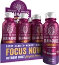 BrainJuice Aju ja Immuunsüsteemi Toetus Shot, Gluteenivabad Täiendusvõtted Energia, Fookuse, Immuunsuse Vitamiin D, C B, Alpha GPC & Organic Ginger Juur, Huckleberry Hibiscus, 2.5 fl oz, 12 Pack