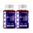 Vitamaatiline melatoniin 10 mg taimetoitlased kummid - mitte-harjumuste moodustamine - 60 kummikut pudeli kohta - 2-pakk (kokku 120 vegankummit)
