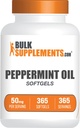 BulkSupplements.com Peppermint Oil Softgels - Piparmündi täiendus, piparmündiõli pillid, piparmündiõli kapslid 50mg - gluteenivaba, 1 Softgel per Serving, 365 Count (pakk 1)