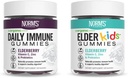 Norm's Farms Daily Immune ja ElderKids Elderberry Gummies - C-vitamiin, tsink ja probiootikumid - Vegan, Gluteenivaba, Kosher, Non-GMO - 120 Gummies