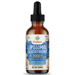Prunucis 2000MG Liposomal Glutatioon Vedelik, 98% imendumine, aktiivne vorm L-glutatiooni lisand, Vegan Sõbralik, võimas antioksüdantide kompleks immuunsüsteemile, Vananemine Kaitse, Detox, 2 FL.OZ