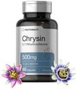 Horbäach Chrysin Supplement | 500mg | 60 kapslit | Passion Flower Extract | Non-GMO, Gluteenivaba täiendus