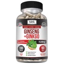 Kaya Naturals Red Panax ženšenn + Ginkgo Biloba - Nootroopne aju täiendus - Kognitiivne ja kontsentratsioonitoetus - Aju suurendaja, fookus ja mälu täiendus - 180 kapslit