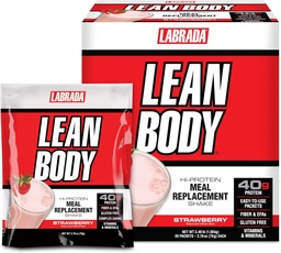 Labrada Lean Body MRP All-in-One Maasikajahu asendamine Shake, 40 g valku, vadakusegu, 8 g tervislikke rasvu EFA ja kiudaineid, 22 vitamiine ja mineraale , kunstlikku värvi, Gluteenivaba, (20 pakki)