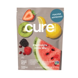 Cure Hydration | Plant-Based Electrolyte Drink Mix | No Add Sugar | FSA-HSA | Dehüdratsioon Relief Pulber valmistatud kookosvesi | Non-GMO | Vegan | 8 Packets - Sordipakk