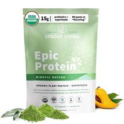Sprout Living Epic Valk, Taimne Valk & Superfoods Pulber, Mindful Matcha | 17 Grams Orgaaniline Valk Pulber, Vegan, Mitte-GMO, Gluteenivaba, Adaptogeenid + Nootroopilised (1 Nael, 12 Servings)
