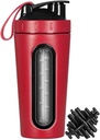 Protein Shaker Bottle, Roostevabast terasest Shaker Cup, Sport Mixer Water Bottle, Nähtav aken, Leak Proof, No BPA segamispalliga jõusaali Fitness treening, 28 Ounce, punane