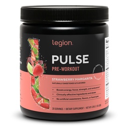 LEGION Pulse Pre Workout - kõik looduslikud lämmastikoksiidi ettevalmistusjoogid energia suurendamiseks, kreatiinivaba, looduslikult magustatud, beeta-alaniin, tsitrulliin, Alpha GPC (maasikas Margarita)