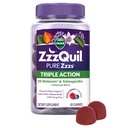 ZzzQuil PURE Zzzs kolmekordne tegevus, melatoniin Gummies, melatoniin 6mg, 3X melatoniin, uneabi koos ashwagandhaga, rahulik meeleolu, antioksüdantne toime, uneabivahendid täiskasvanutele, 60 unekummit
