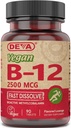 DEVA Nutrition Vegan Sublingual Kiire lahustada B-12 tabletid, 2500 mcg, 90 Count