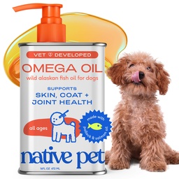 Native Pet Omega 3 kalaõli koertele ja kassidele - edendab tervislikku nahka, läikivat karva ja tugevaid liigeseid - valmistatud metsiku Alaska lõheõliga koertele - maitsev, kiiresti imenduv oomega 3 6 9 vedelat lisandit-16oz