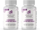 Tervislikud maitsetaimed Wildcrafted Elderberry Sea Moss Capsules | 2600mg Irish Sea Moss + Elderberry Essentials Blend | US-made, Vegan, Non-GMO, Easy-Swallow (2-Pack)