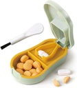 Pill Cutter Splitter väikestele ja väikestele pillidele - Pill Cutter 1/4 - Täpselt lõikab mitu pilli - Lihtne avatud snap nupp. Eemaldatav Mittelibisev V-kujuline Pad, Mähkige ümber Blade Guard. Tagasiladustamine (Cyan)