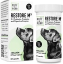Ruff & Purr probiootikumid koertele - 3-in-1 probiootikumid, prebiootikumid ja seedetrakti ensüümid soolestiku tervisele, immuunsüsteemi tugi, terve nahk ja kate - kliiniliselt uuritud DE111 & PreforPro