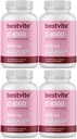 BESTVITE C-vitamiin 1000mg (480 taimekapslit) (120 x 4) tsitruseliste bioflavinoididega - Stearaatide puudumine - vegan - mitte GMO - gluteenivaba