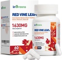 Red Vine Leaf Extract 1630mg koos hobuste kastan, lihuniku luu, Hawthorn täiendus veenilaiendid, jalg, ringlus, süda, nahk, südame tervise toetamine, valmistatud USAs, 60 kapslit