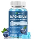 Magneesiumkummies 600mg kohta Serving-Magnesium Glycinate 400mg ja Magneesium Malate 200mg, Suhkruvaba Magneesium kaaliumilisand Calm Mood, Lihased, Luud & Sleep Support, 60 Mustikakummid