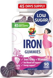 SUNNY SAM Raudkummid lastele ja täiskasvanutele - Raua vitamiinid C-vitamiiniga, 10 mg serveerimiseks - närimiskumm immuunsuse toetamiseks punaste vereliblede tootmine