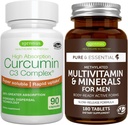 Multivitamiinid ja mineraalid meestele + kõrge imendumisega kurkumiini C3 kompleks, Vegan Bundle, püsiva vabanemisega täiustatud multivitamiinid + 300% suurem imendumine kurkuminoidid kiire tarbimisega, Igennus