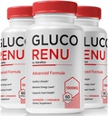 (3 pakend) Gluco Renu kapslid, ametlikud GlucoRenu pillid, looduslik tugi tervislikule tasemele, ringlus ja tasakaal, Premium Formula veresoonte puhastaja, GlucoReNu Glyco Optimizer (180 kapslit)