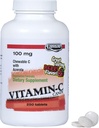 Landau 100mg närimiskõlblik C-vitamiini kommid lastele ja täiskasvanutele - kergesti tarbitav C-vitamiini lisand koos Acerolaga - Kosher & Made USA-s - suurepärane maitsev marjamaitse, 250 tabletti