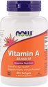 A-vitamiin kalamaksaõlist, 25000IU, 250 Sgels by Now Foods (pakk 6)