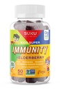 SUKU vitamiinid - Kids Super Immunity - Elderberry, Echinacea, A-vitamiini ja tsinkkummid immuunsuse toetamiseks - lihtne närida - Non GMO, gluteenivaba - granaatõuna laimi kummi vitamiinid, 50 krahv