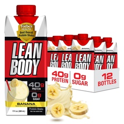 Labrada Lean Body Valmis-to-Drink Banaanivalgu loksutamine, 40 g valku, vadasegu,0 suhkrut, gluteenivaba,22 vitamiine ja mineraale,17 Ounce (ringlussevõetav karp & kaanega - pakend 12) LABRADA