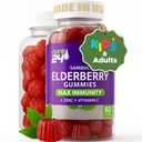 Sambucus Elderberry Gummies + C-vitamiin + tsink lastele ja täiskasvanutele, X3 immuunsüsteemi tugi, looduslikud maitsed + koostisosad, vegan, mitte-GMO, valmistatud USAs (60)