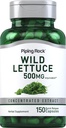 Piping Rock Wild Lettuce Extract | 500mg | 150 kapslit | Kontsentreeritud taimsed toidulisand | Non GMO, Gluteenivaba