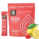 Just Live Advanced Hydration - Maasikas Lemonaad, Elektrolüütide Joogi Segu, Tart Kirsiekstrakt, Toetab Taastamist Ja Imendumist, Madal Suhkur, 14 Pack