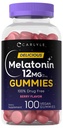 Carlyle Melatonin Gummies 12mg | 100 Count | Berry Flavor | Vegan Supplement | Non-GMO, Gluteenivaba