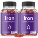 NutraChamps Raudkummid C-vitamiiniga, 20 mg Raudvereliblede moodustumise toetus, 120 kummikut rauapuuduse ja aneemia jaoks, energia, fookus, 2i immuunsuse suurendamise pakett