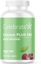 Tähistage vitamiine Kaltsium Plus - 500mg Kaltsiumtsitraat, 333 IU D3-vitamiini ja 34mg Magneesium post bariaatrilise kirurgia - Gluteenivaba ja suhkruvaba - Kirss, 90 närimistabletti