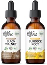 Wild & Organic Black Walnut Tinktuur 2 fl oz & Burdock Juur Tinktuur 2 fl oz