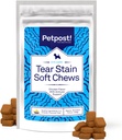 Petpost Tear plekieemaldaja Pehmed närid koertele | 90 Count Chicken Flavor Dog Tear Stain Support Supplement | Valgete koerte ja kergete tõugude õrn silmahooldus | Tylosin Free, valmistatud USA-s