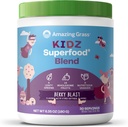 Amazing Grass Kidz Superfood: orgaanilised rohelised, puuviljad, köögiviljad, peedi juure pulber ja probiootikumid tervetele lastele, Berry Blast, 30 Servings