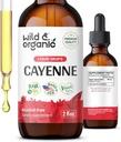 Wild & Organic Cayenne Pepper Tinktuura - kapsaitsiini täiendused seedetrakti toetuseks - Cayenne Pepper Extract Vequid - Vegan, alkoholivabad tilgad - 2 fl oz