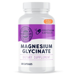 VIMERGIA Magneesiumglütsinaat - Stressitoetus - Kelaaditud, et vältida Tummy Upset * - edendab südame tervist ja energiat * - Kosher, Vegan Gluteenivaba - 180 kapslit