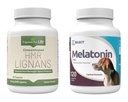 Lignans for Life & K9 Valige lemmikloomade hoolduspakett - HMR Lignans 20 mg, 90 kapslit - melatoniin & 3 mg, 120 maapähklivõi maitsestatud tabletid - multivitamiini koerte heaolu täiendusravi - keskmise suurusega koeratõug