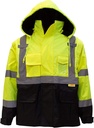 Troy Safety Meeste Ansi klass 3 High Visibility Safety Bomber Jacket Zipper, PVC Tasku, Black Bottom, Qty 1 (Medium, Lime Green)