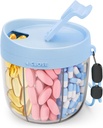 Cute Pill Dispenser 7 suurt komponenti, kaasaskantav Pill Pudeli Korraldaja Laia Avamisega Lihtne Kasutamine, Anti-Mix Pill Korraldaja Reisimiseks, BPA-Free Pill Container, Sinine