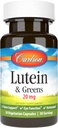 Carlson - Lutein & Greens, 20 mg, nägemise tugi ja silmafunktsioon, antioksüdant, 30 taimetoitlast kapslit