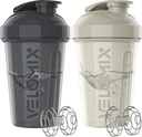 VELOMIX - 2 Pack- 20 oz Proteiin Shaker pudelid valgusegudele - 2x Wire Whisk | Leak Proof Shaker Cups valgukokteilidele ja eeltreeningule | Proteiin Shaker Bottle Pack (Gray/White)