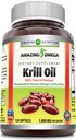 Amazing Omega Krill õli Omega 3s EPA, DHA, fosfolipiidid ja astaksantiini 1000 mg serveerimine 120 pehmegeelid Supplement | Non-GMO | Gluteenivaba
