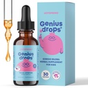 JoySpring Genius tilgad lastele | Kliiniliselt tõestatud Fookuse täiendus | Vedelad taimsed fookuslisandid Ginkgo Biloba lastele (1 fl oz) 30 Servings