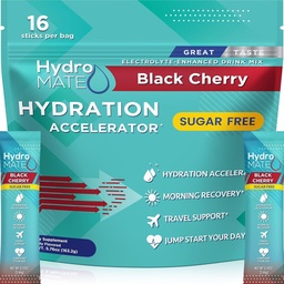 Elektrolüütpulber Suhkruvaba hüdratatsiooni pakendid Black Cherry HydroMATE 16 pulgad