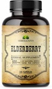 Elderberry kapslid - Natural Black Elderberry Taimne täiendus - Immune Boosters täiskasvanutele, Seedetrakti tugi, Antioksüdandid ja vitamiin C - Fiber-Rich, Non-GMO - 100 kapslit meestele ja naistele