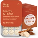 NeuroGum Energy Kofeiin Mints (72 tükki) - Suhkruvaba L-teaniin + looduslik kofeiin + Vitamiin B12 & B6 - Nootroopne energia ja fookus täiendada naistele ja meestele